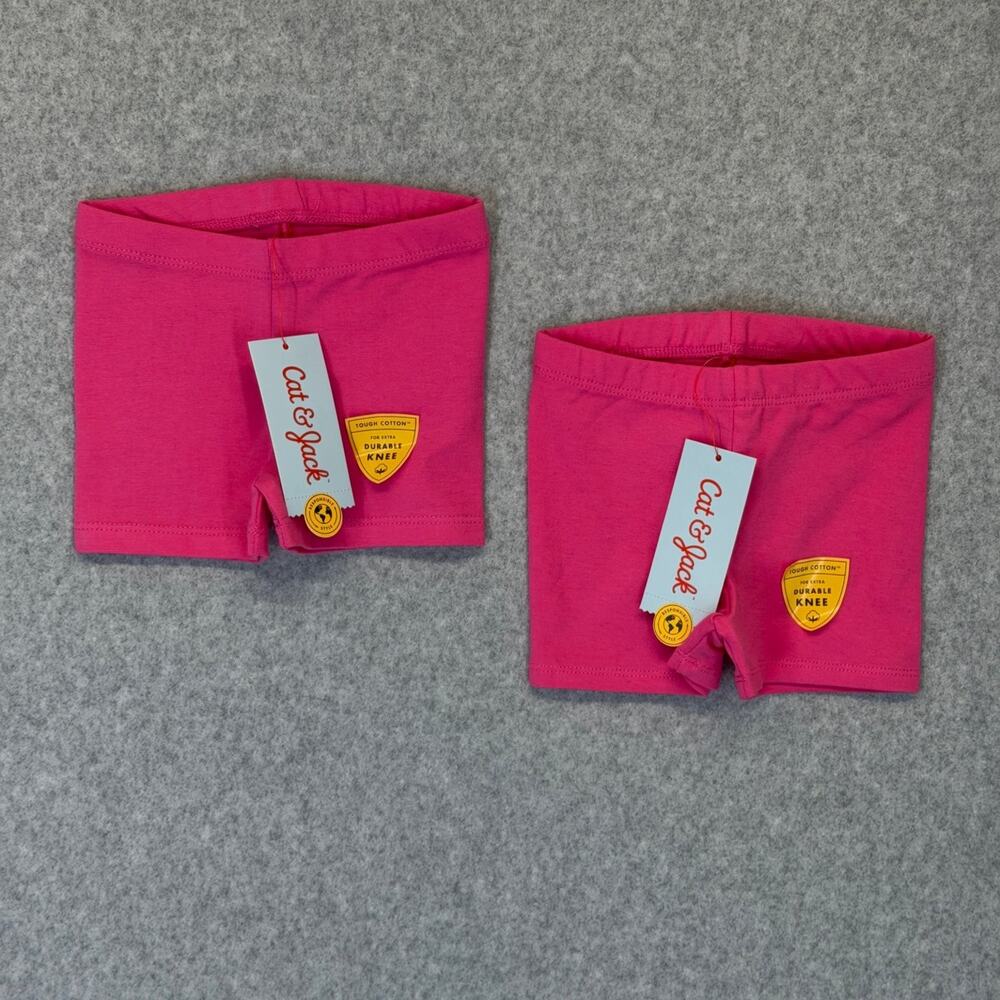 Cat & Jack Baby Girls 18M Shorts Lot of 2 Pink Cotton Bike Short Elastic Waist